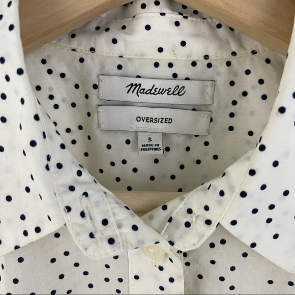 MADEWELL White and Black Polka Dot Scatter Ex-Boyfriend Oversized Button Down - Picture 8 of 12